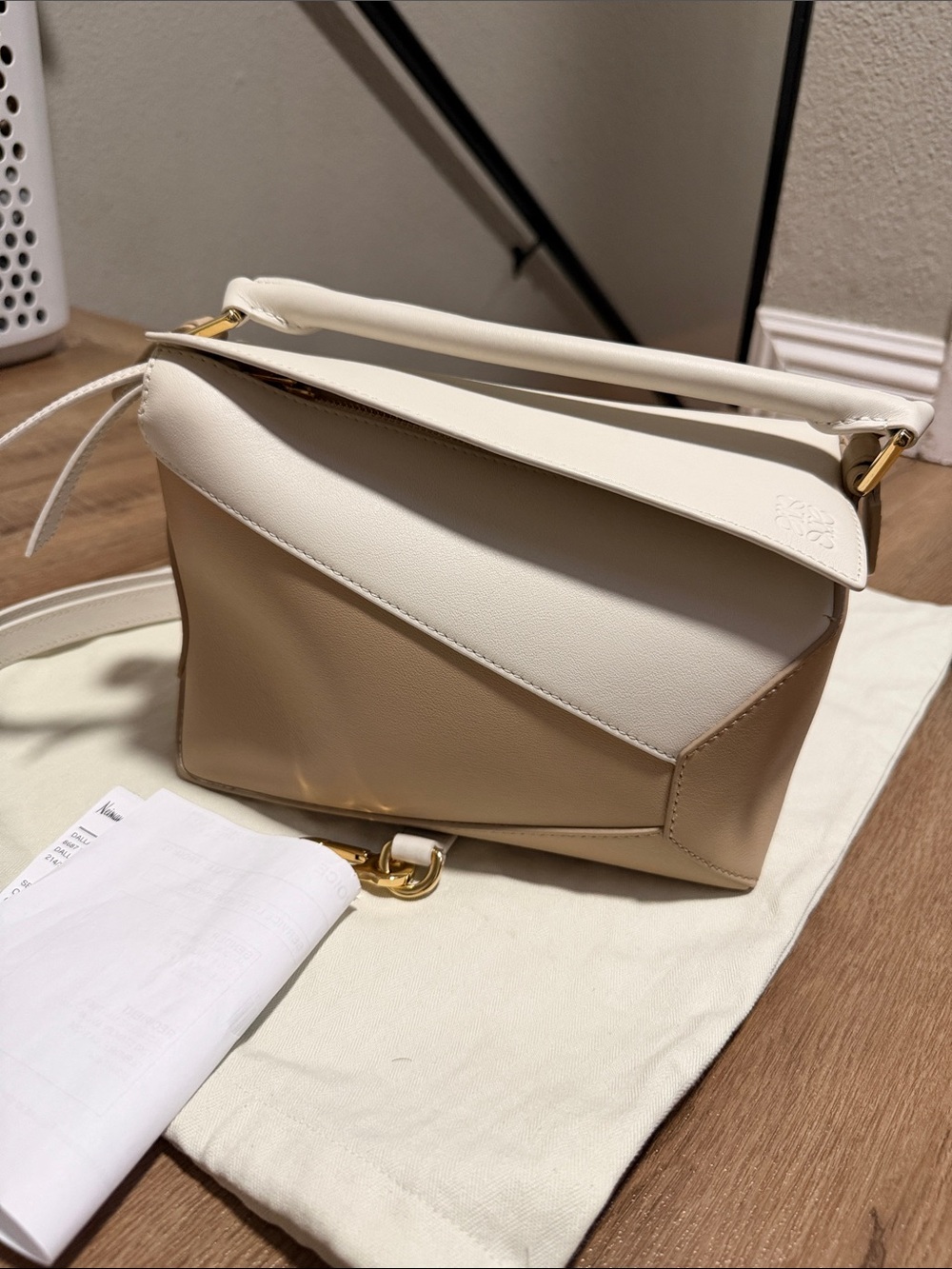 Loewe Two-Tone Cream and White Top-Handle Satchel
